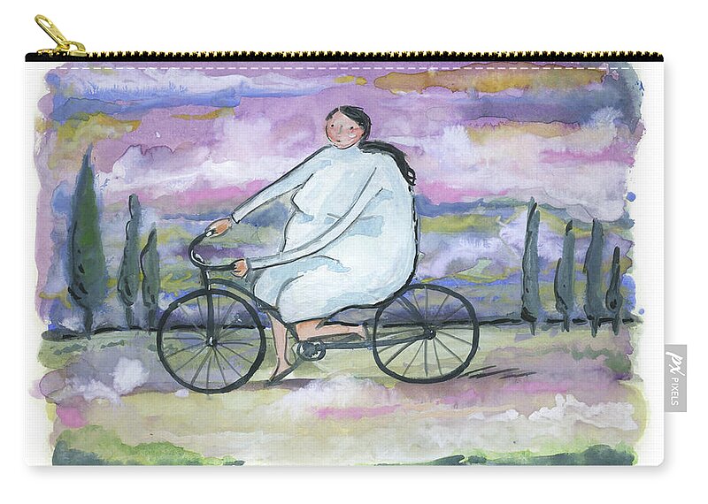 Bike Zip Pouch featuring the painting A beautiful day for a ride by Leanne WILKES