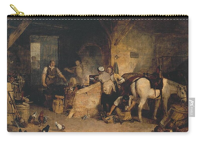 Joseph Mallord William Turner 1775�1851  A Country Blacksmith Disputing Upon The Price Of Iron Carry-all Pouch featuring the painting  A Country Blacksmith Disputing upon the Price by Joseph Mallord