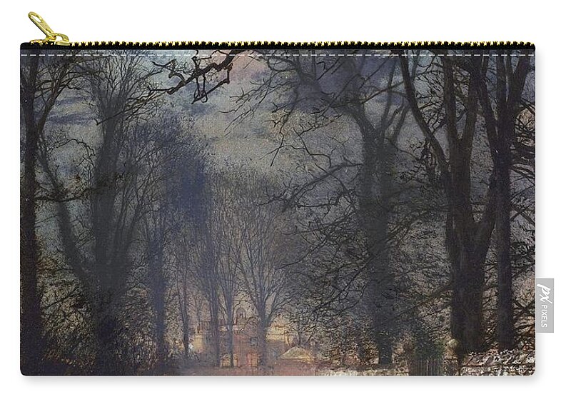 Grimshaw Zip Pouch featuring the painting A Moonlit Lane by Pam Neilands