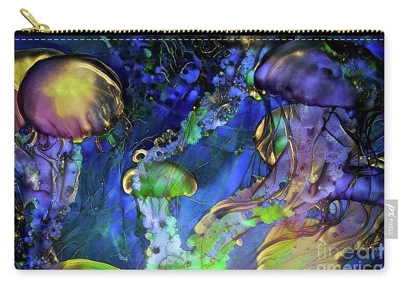 Animal Zip Pouch featuring the digital art Abstract Jellyfish #1 by Amy Cicconi