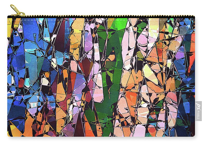 Stained Glass Zip Pouch featuring the digital art Abstract Stained Glass #1 by Phil Perkins