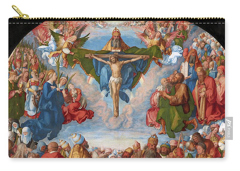  Durer Zip Pouch featuring the painting Adoration of the Trinity #2 by Albrecht Durer
