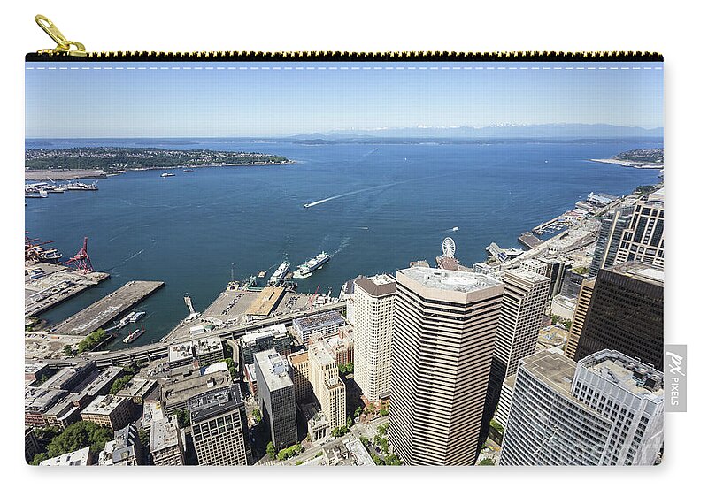 America Zip Pouch featuring the photograph Aerial view of Seattle skyline in USA #1 by Didier Marti