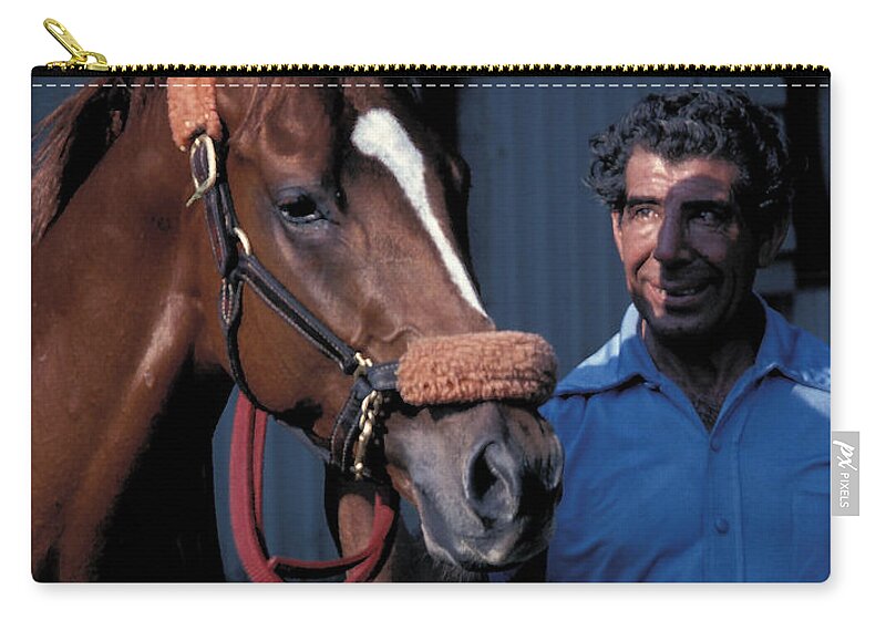 Affirmed Zip Pouch featuring the photograph Affirmed - Triple Crown Winner #1 by Marc Bittan
