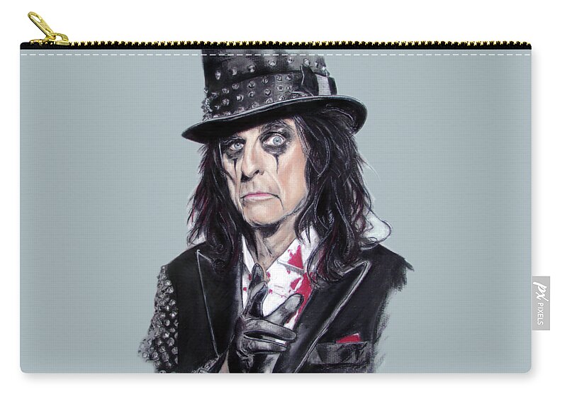 Alice Cooper Zip Pouch featuring the painting Alice Cooper #1 by Melanie D