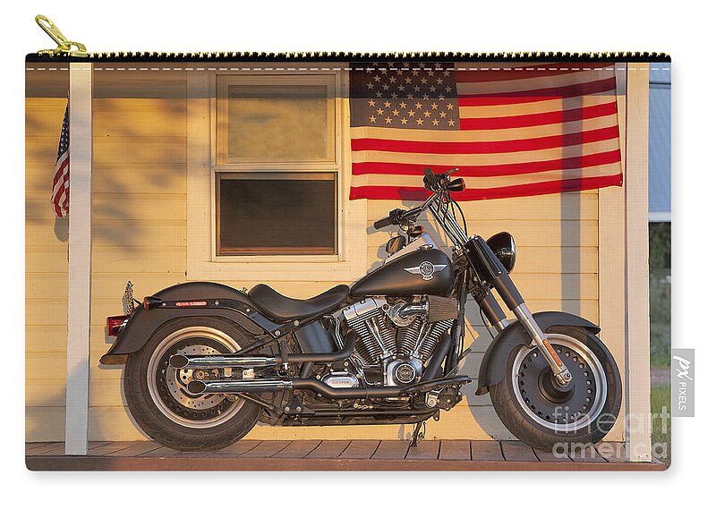 Harley Davidson Zip Pouch featuring the photograph American Pride. Harley davidson by George Robinson