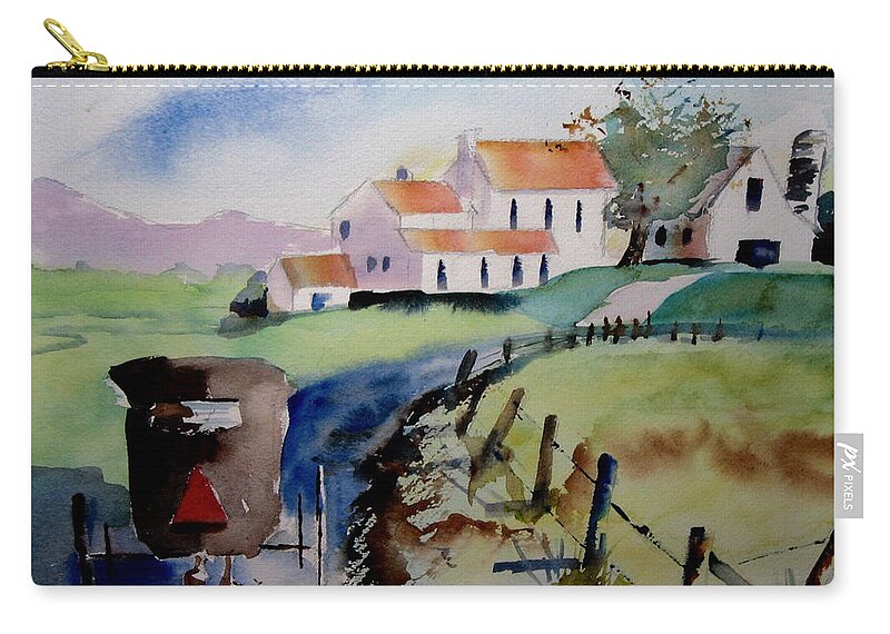 Landscape Zip Pouch featuring the painting Amish Buggy Ride #2 by Carole Johnson