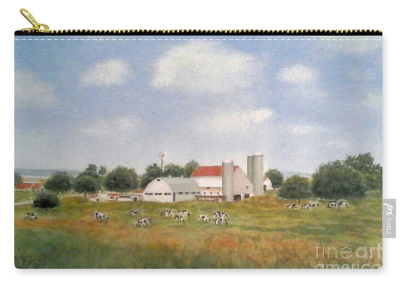 Pa Farm Zip Pouch featuring the painting Amish Farm by Judith Monette