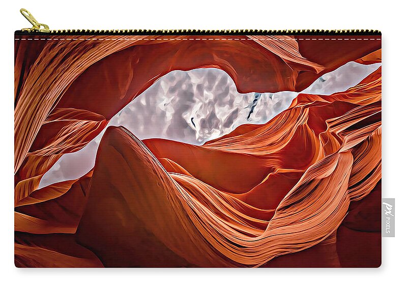 Antelope Canyon Zip Pouch featuring the digital art Antelope Canyon #1 by Lora Battle