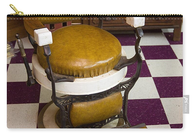 Antique Zip Pouch featuring the photograph Antique Barber Chair 3 #1 by Douglas Barnett