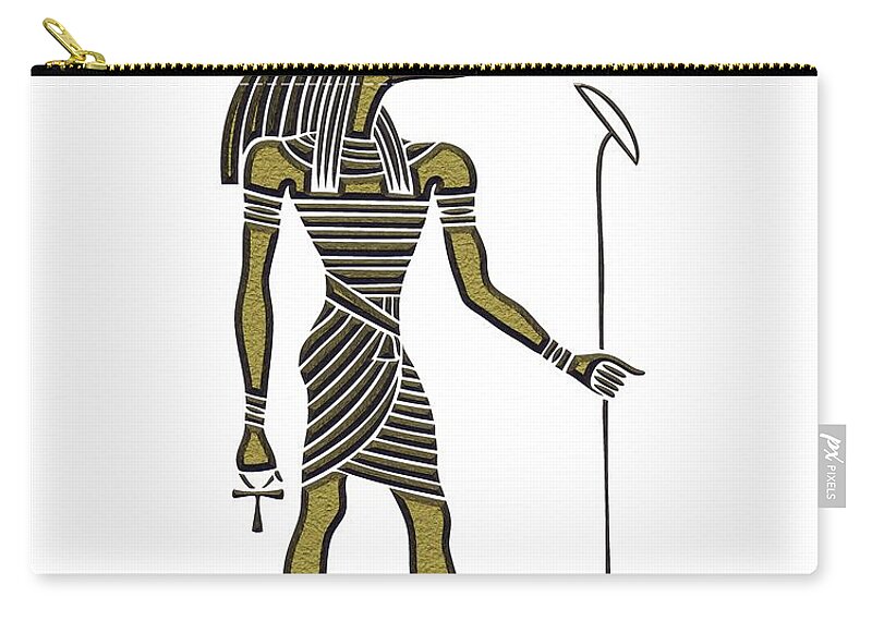 Africa Zip Pouch featuring the mixed media Anubis - God of ancient Egypt #1 by Michal Boubin