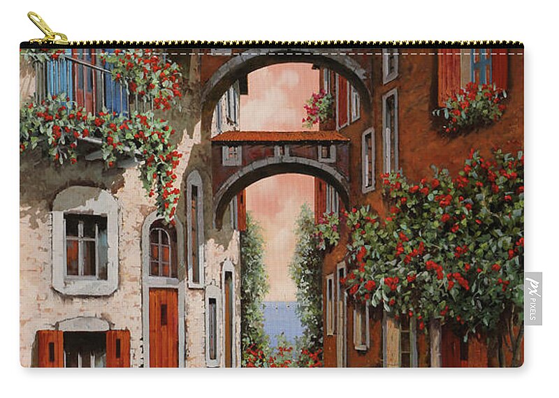 Arches Red Arches Carry-all Pouch featuring the painting Gli Archetti Rossi Nuovi by Guido Borelli
