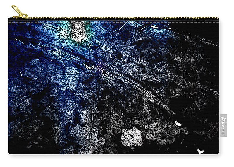 Abstract Zip Pouch featuring the photograph Leaves under Ice by Randi Grace Nilsberg