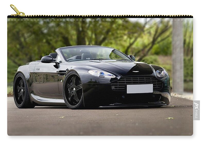 Aston Martin V8 Vantage Zip Pouch featuring the digital art Aston Martin V8 Vantage #1 by Super Lovely