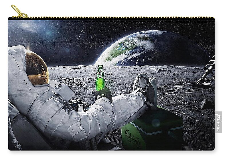 Astronaut Zip Pouch featuring the digital art Astronaut #1 by Super Lovely