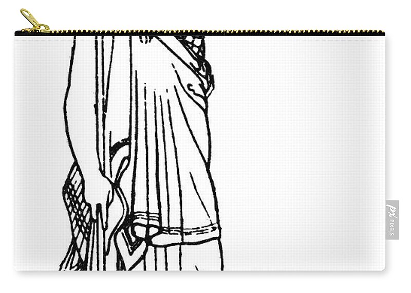 Ancient Zip Pouch featuring the drawing Athena / Minerva #1 by Granger