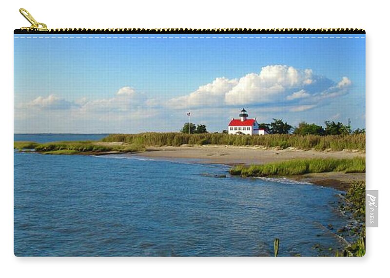 East Point Lighthouse Zip Pouch featuring the photograph Autumn at East Point Lighthouse #1 by Nancy Patterson