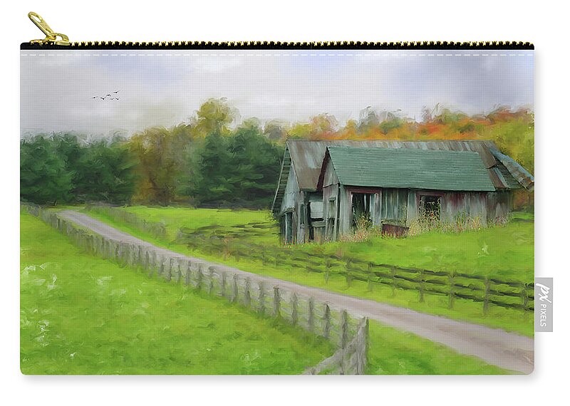 Barns Zip Pouch featuring the photograph Autumn Barn #2 by Mary Timman