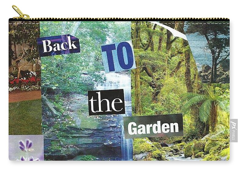 Collage Art Zip Pouch featuring the mixed media Back To The Garden by Susan Schanerman