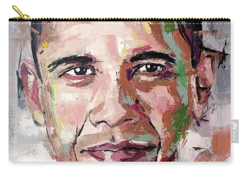 Barack Zip Pouch featuring the painting Barack Obama #1 by Richard Day