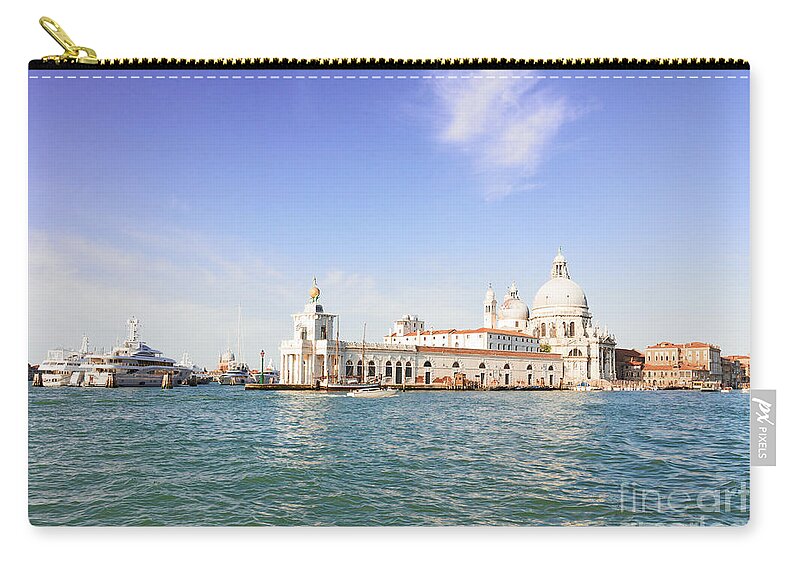 Venezia Zip Pouch featuring the photograph Basilica Santa Maria della Salute and Dogana by Anastasy Yarmolovich