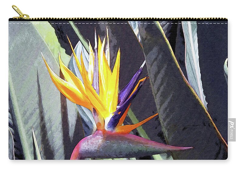 Bird Of Paradise Zip Pouch featuring the digital art Bird of Paradise #1 by Don Wright