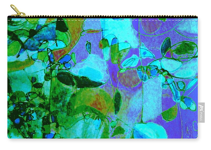 Digital Watercolor Abstract Painting Zip Pouch featuring the digital art Birds and Flowers #1 by Nancy Kane Chapman