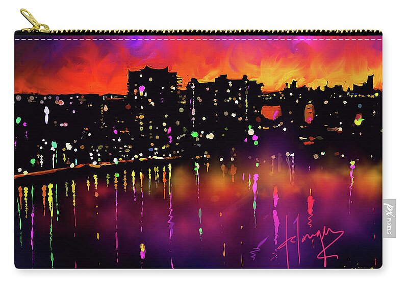 Miami Zip Pouch featuring the painting Biscayne Bay, Miami #1 by DC Langer