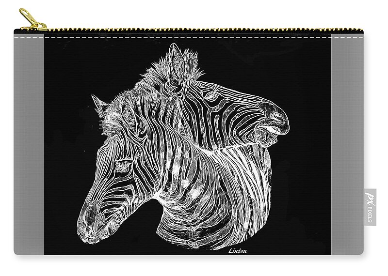 Zebras Zip Pouch featuring the digital art BLACK and WHITE #1 by Larry Linton