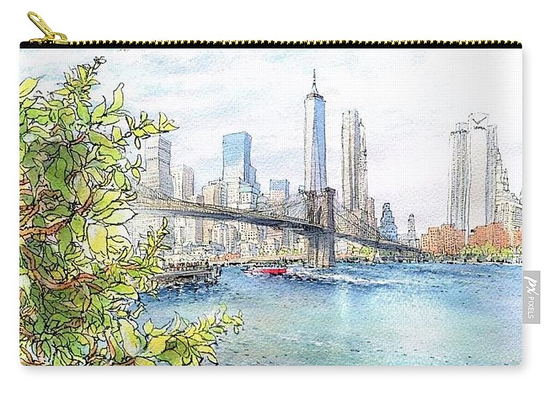 #art #artist #sketch #draw #drawing #illust #illustration #gallery #watercolor #ubnubw #ubn #xpb`s #newyork #photooftheday #love #mobile #mobileprintshop #watercolorgoods #pleasebuymygoods Zip Pouch featuring the photograph Blooklyn NewYork #1 by Junko Nishimura