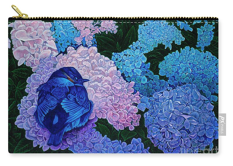 Bluebird Zip Pouch featuring the painting Bluebird #2 by Michael Frank