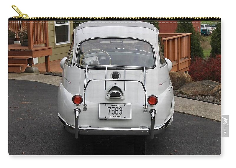 Bmw Isetta 300 Zip Pouch featuring the photograph BMW Isetta 300 #1 by Jackie Russo