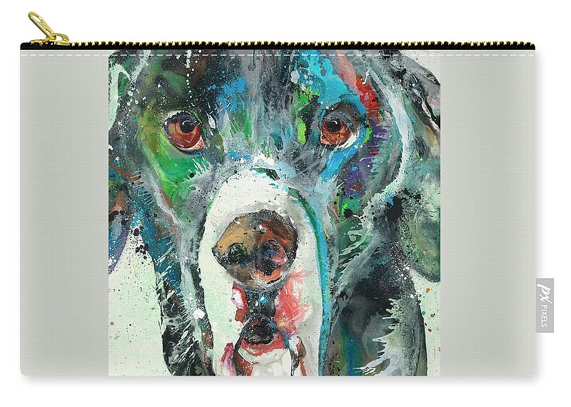 Great Dane Zip Pouch featuring the painting Bookend 1 #1 by Kasha Ritter