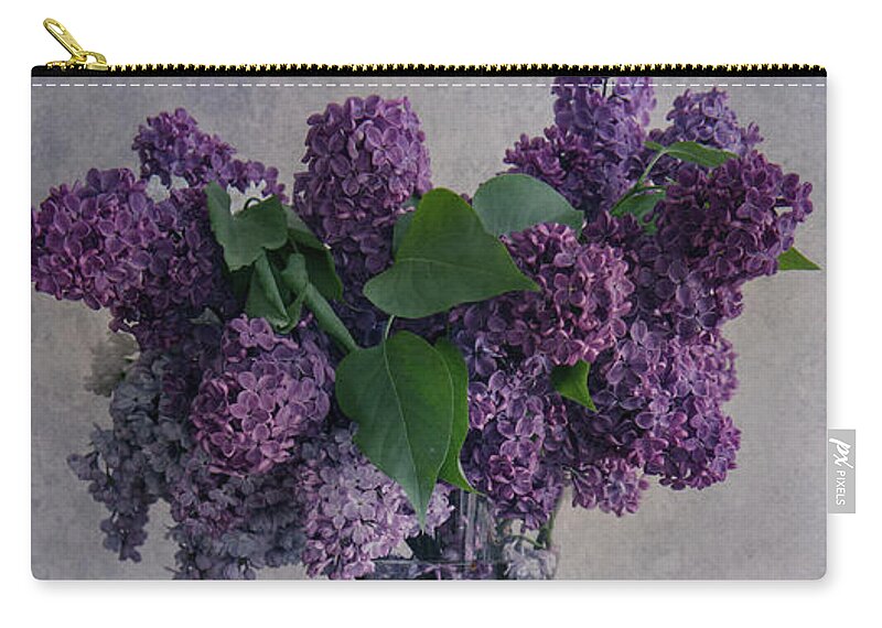 Lilac Zip Pouch featuring the photograph Bouquet of fresh lilacs #1 by Jaroslaw Blaminsky