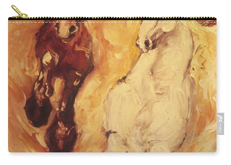 Horses Zip Pouch featuring the painting BRINGERS OF THE DAWN Section of Mural #1 by Laara WilliamSen