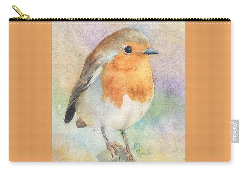 Bird Zip Pouch featuring the painting British Robin by Marsha Karle