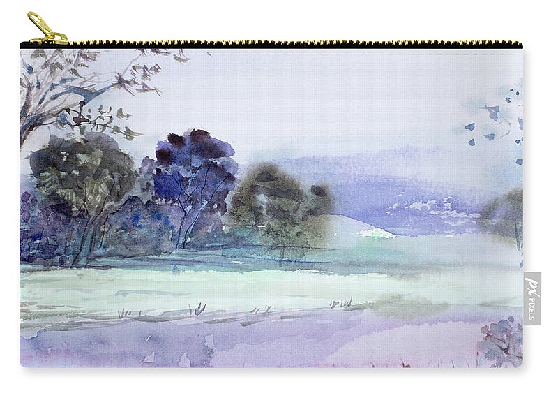 Australia Zip Pouch featuring the painting Bruny Island at dusk #2 by Dorothy Darden