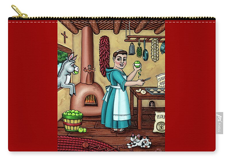 Hispanic Art Zip Pouch featuring the painting Burritos In The Kitchen by Victoria De Almeida