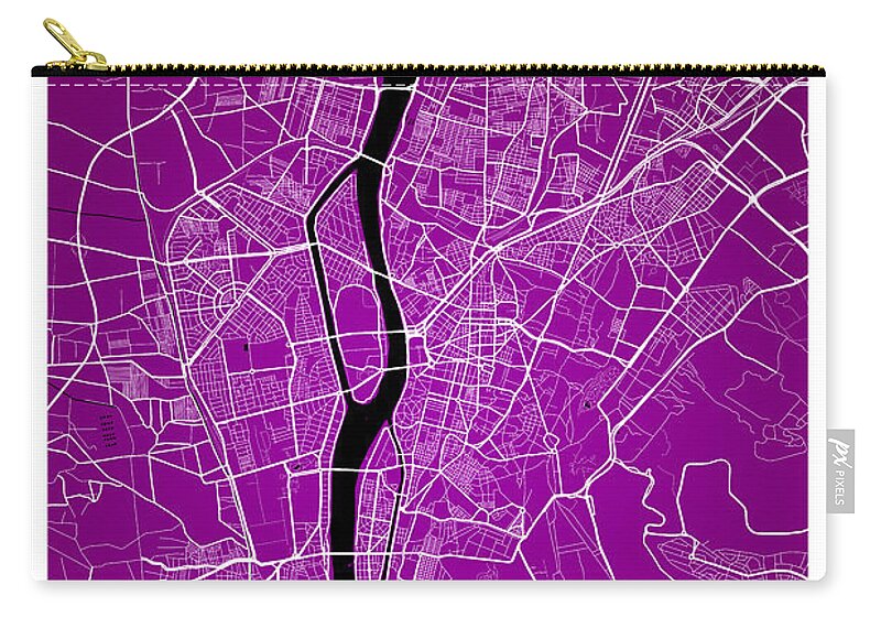 Road Map Zip Pouch featuring the digital art Cairo Street Map - Cairo Egypt Road Map Art on Colored Backgroun #1 by Jurq Studio