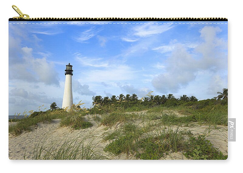 Cape Zip Pouch featuring the photograph Cape Florida Lighthouse #1 by Sean Allen