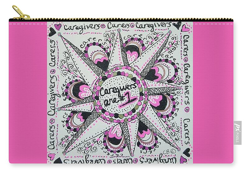 Carer Zip Pouch featuring the drawing Carer Love by Carole Brecht