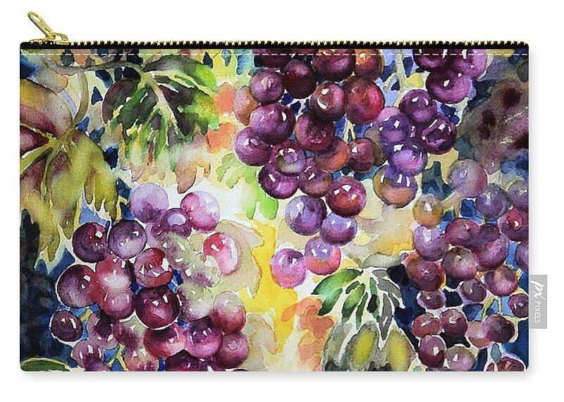 Watercolor Zip Pouch featuring the painting Cascade #1 by Ann Nicholson