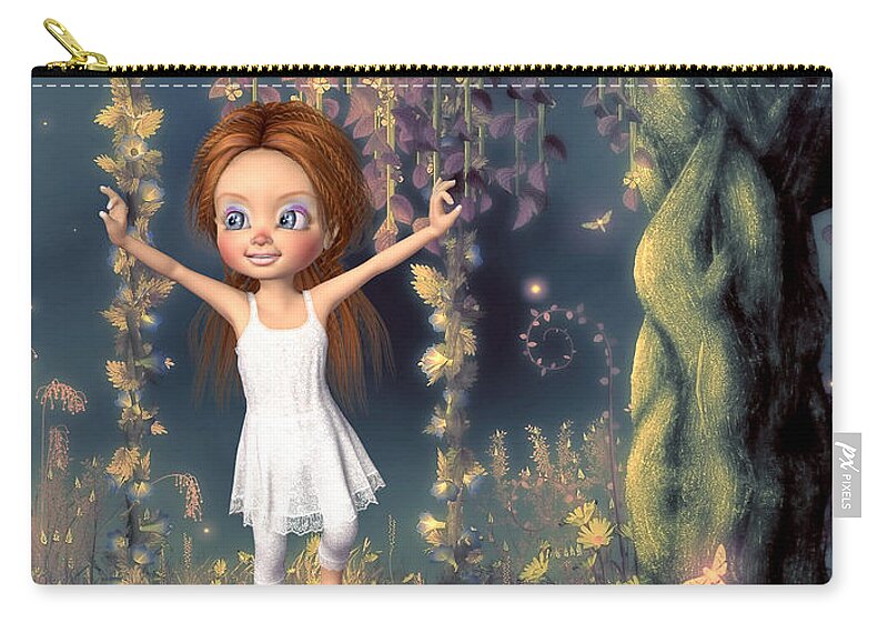Charming Garden Scene Zip Pouch featuring the digital art Charming Garden Scene #2 by John Junek