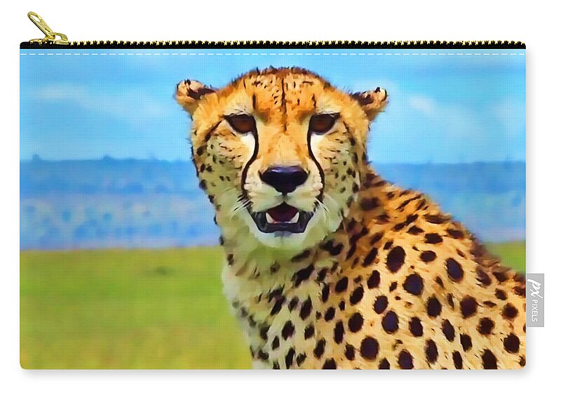Cheetah Zip Pouch featuring the photograph Cheetah #1 by Gini Moore