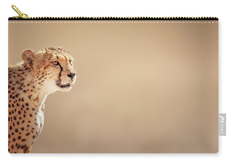 Cheetah Zip Pouch featuring the photograph Cheetah portrait #2 by Johan Swanepoel