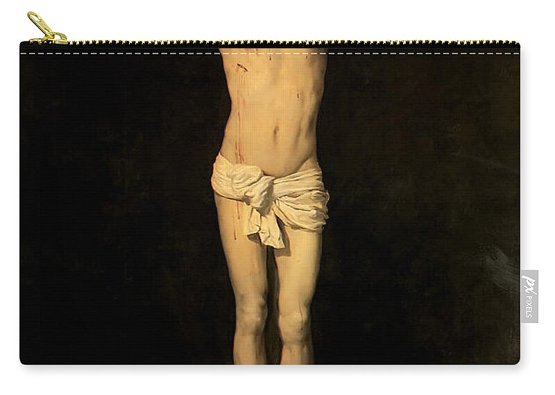 Diego Velazquez Zip Pouch featuring the painting Christ On The Cross by Troy Caperton