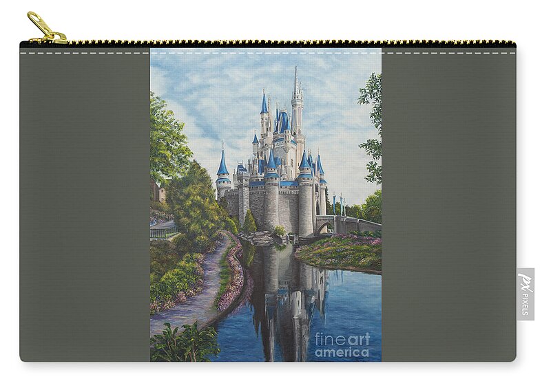 Disney Art Carry-all Pouch featuring the painting Cinderella Castle by Charlotte Blanchard