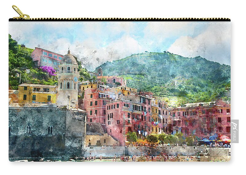 Ancient Zip Pouch featuring the photograph Cinque Terre Italy #1 by Brandon Bourdages