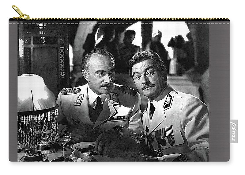 Claude Rains And Conrad Veidt Casablanca 1942 Zip Pouch featuring the photograph Claude Rains And Conrad Veidt Casablanca 1942-2015 #2 by David Lee Guss