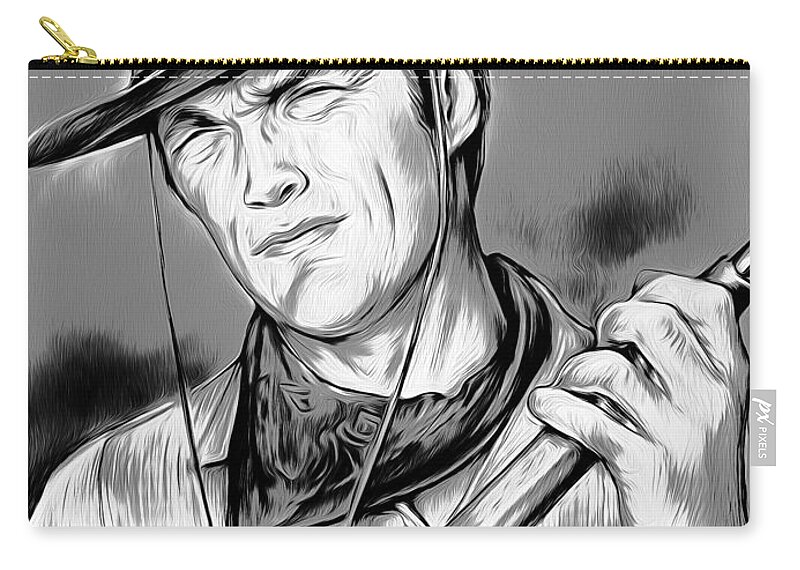 Clint Eastwood Zip Pouch featuring the digital art Clint #1 by Greg Joens